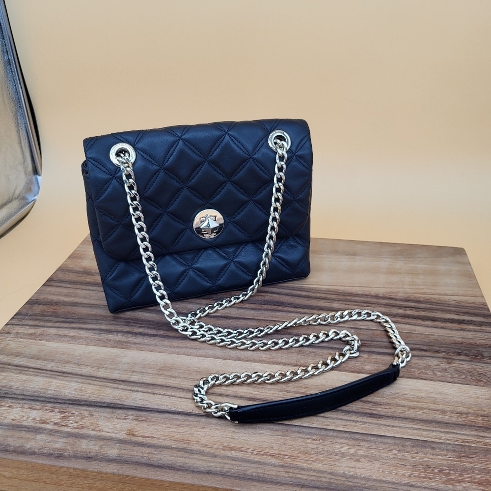 Kate Spade Black Bag with Retractable Handle Gold Hardware & Finishes